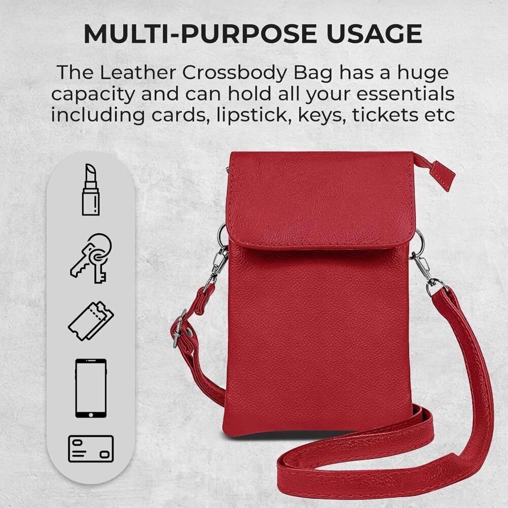 Leather Small Crossbody Purse Women Stylish Lightweight Durable Spacious - Picture 3 of 8